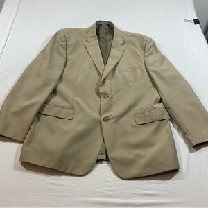 Joseph & Feiss Sports Coat Jacket Men’s 46R 2 Button closure Tan Suit blazer